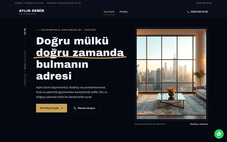 Aylin Demir Gayrimenkul — İyziWeb ile kurulmuş diş kliniği sitesi