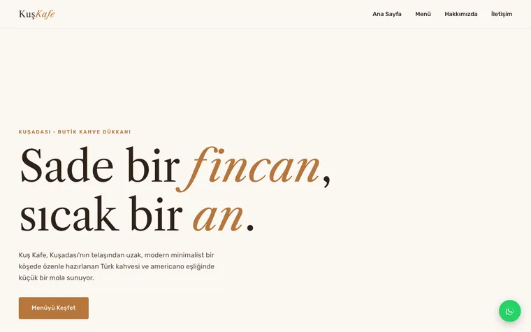 Kuş Kafe web sitesi