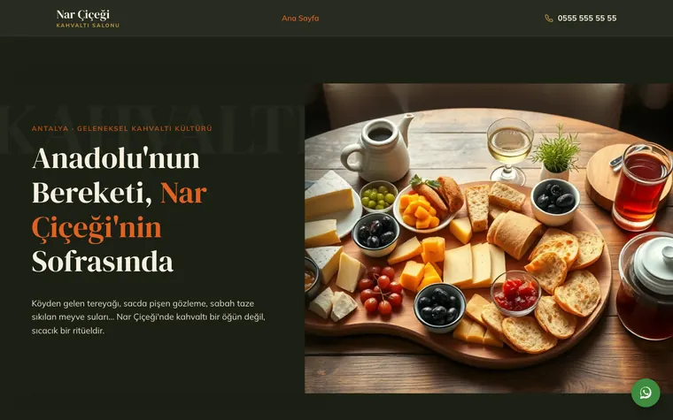 Nar Çiçeği Kahvaltı Salonu — İyziWeb ile kurulmuş optik ve gözlükçü sitesi
