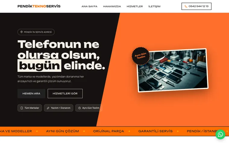 Pendik TeknoServis — İyziWeb ile kurulmuş teknik servis sitesi